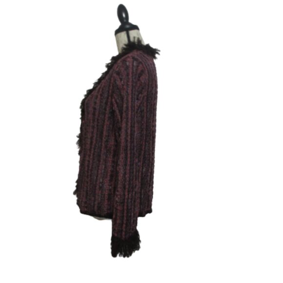 Sigrid Olsen Women's Multicolored Fringe Trimmed Metalic Knit Long Sleeve  Sz S - Picture 5 of 10